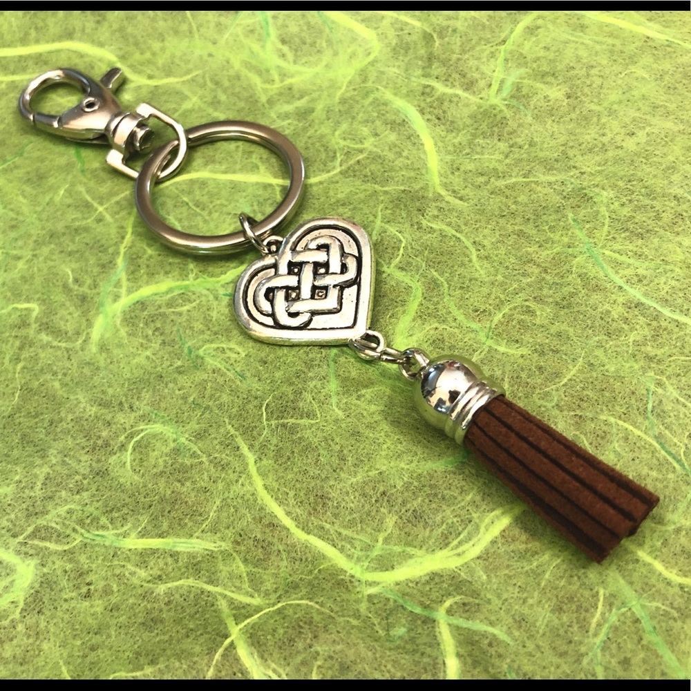Silver Celtic Heart Keychain Purse Zipper Pull New